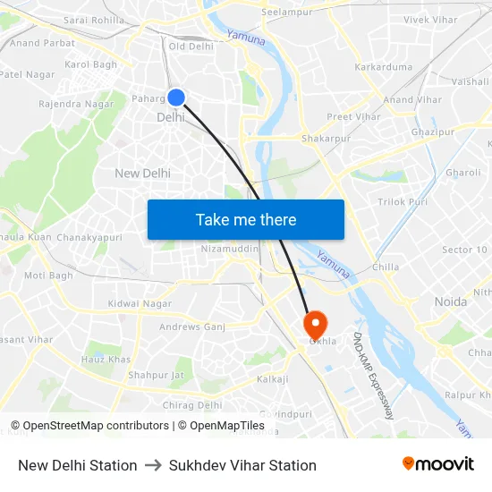 New Delhi Station to Sukhdev Vihar Station map