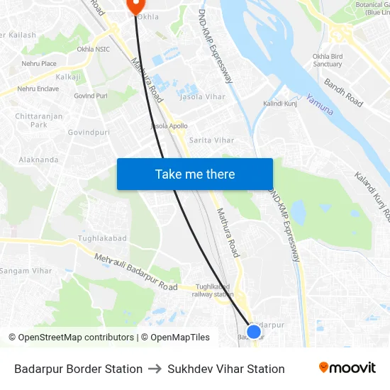 Badarpur Border Station to Sukhdev Vihar Station map