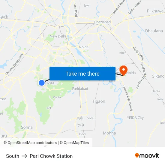 South to Pari Chowk Station map