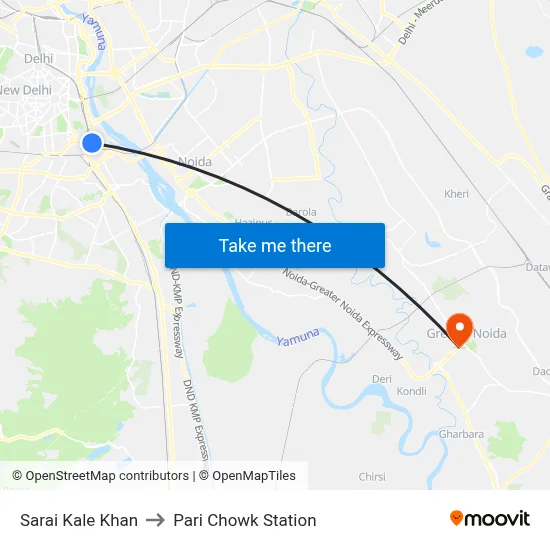 Sarai Kale Khan to Pari Chowk Station map