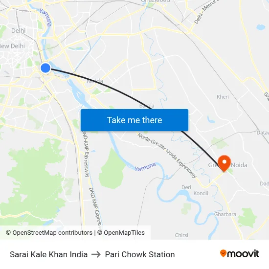 Sarai Kale Khan India to Pari Chowk Station map