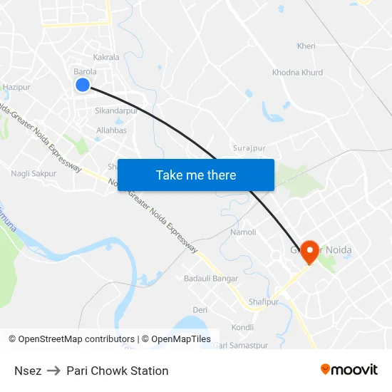 Nsez to Pari Chowk Station map