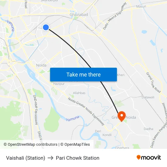 Vaishali (Station) to Pari Chowk Station map