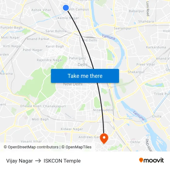 Vijay Nagar to ISKCON Temple map