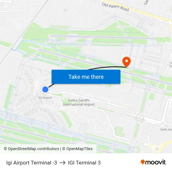 Igi Airport Terminal -3 to IGI Terminal 3 map