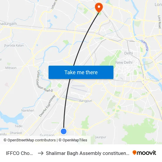 IFFCO Chowk to Shalimar Bagh Assembly constituency map