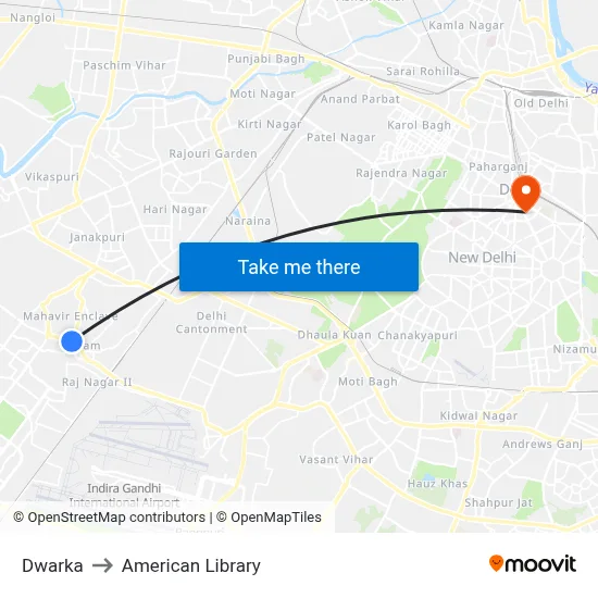 Dwarka to American Library map