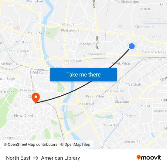 North East to American Library map