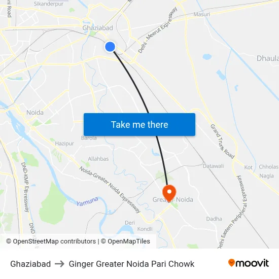 Ghaziabad to Ginger Greater Noida Pari Chowk map