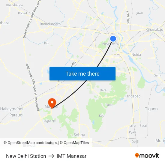 New Delhi Station to IMT Manesar map