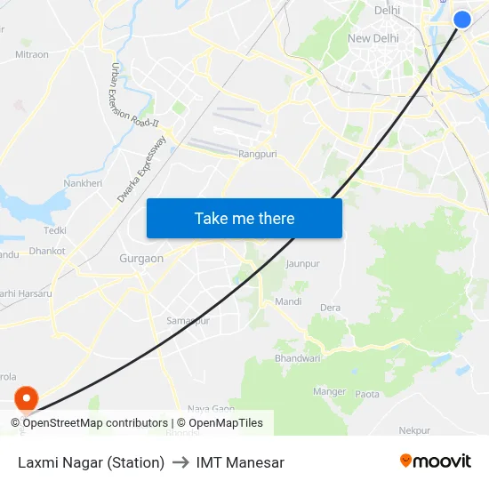 Laxmi Nagar (Station) to IMT Manesar map