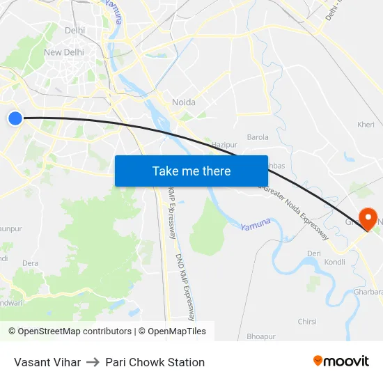 Vasant Vihar to Pari Chowk Station map