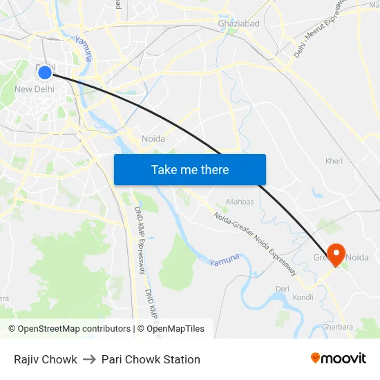 Rajiv Chowk to Pari Chowk Station map