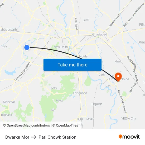 Dwarka Mor to Pari Chowk Station map