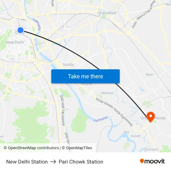 New Delhi Station to Pari Chowk Station map