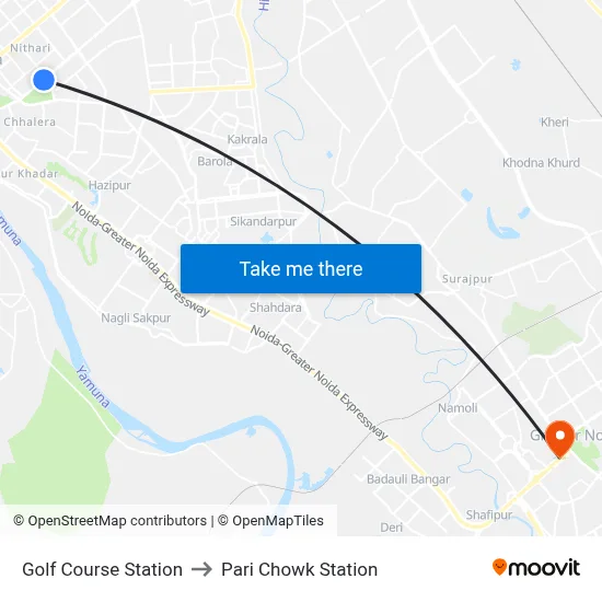 Golf Course Station to Pari Chowk Station map
