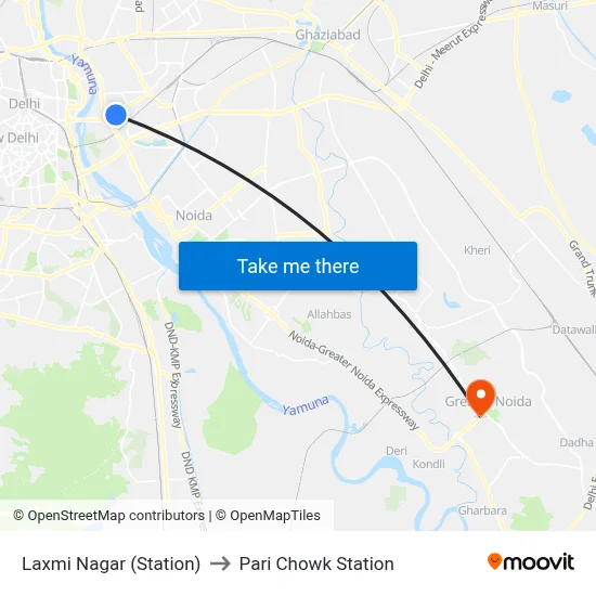 Laxmi Nagar (Station) to Pari Chowk Station map
