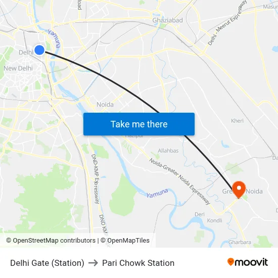 Delhi Gate (Station) to Pari Chowk Station map