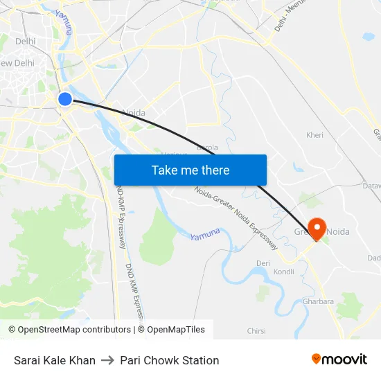 Sarai Kale Khan to Pari Chowk Station map