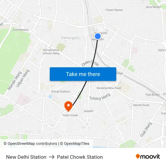 New Delhi Station to Patel Chowk Station map