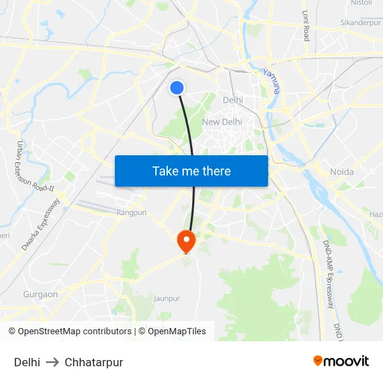 Delhi to Chhatarpur map