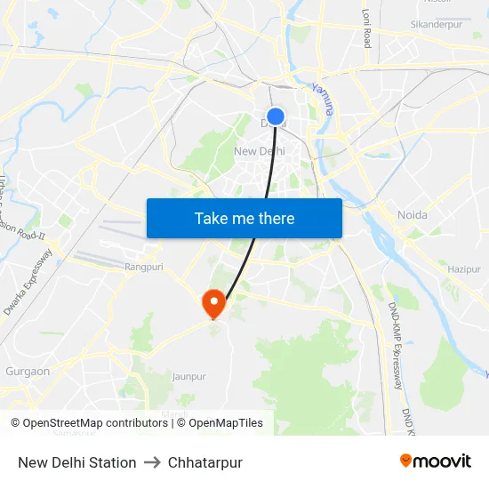 New Delhi Station to Chhatarpur map