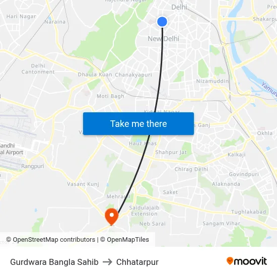 Gurdwara Bangla Sahib to Chhatarpur map