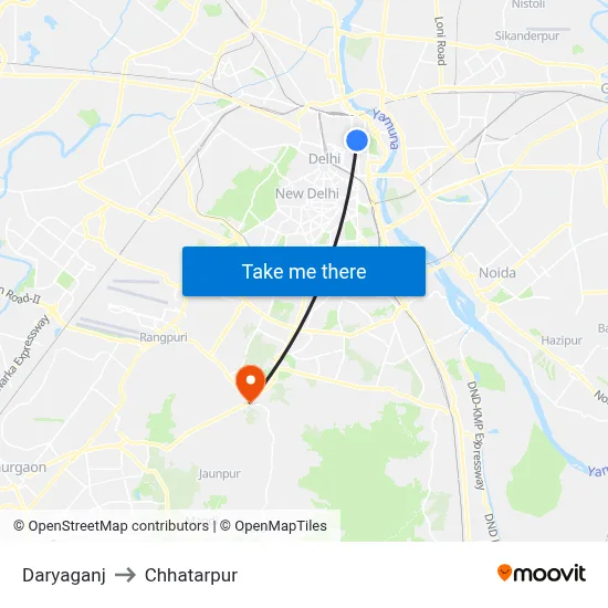 Daryaganj to Chhatarpur map