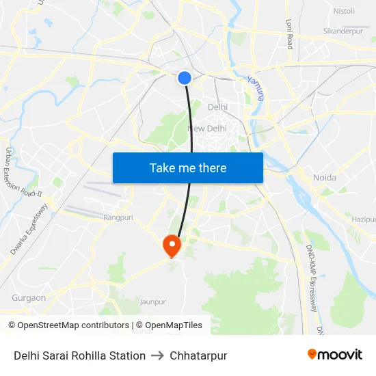 Delhi Sarai Rohilla Station to Chhatarpur map