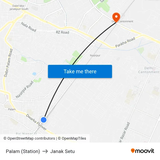 Palam (Station) to Janak Setu map