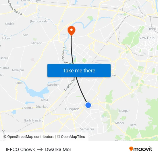 इफको चौक to द्वारका मोड़ map