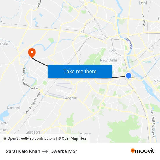 Sarai Kale Khan to Dwarka Mor map
