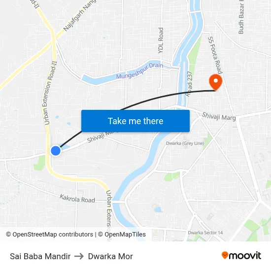 साई बाबा मंदिर to द्वारका मोड़ map