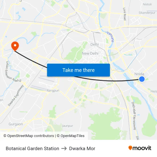 Botanical Garden Station to Dwarka Mor map