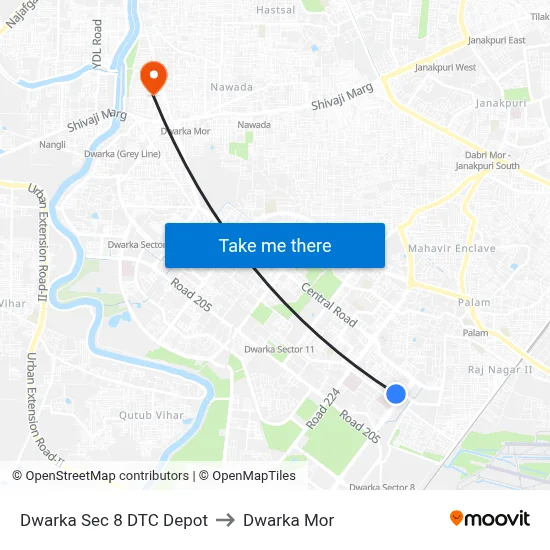 Dwarka Sec 8 DTC Depot to Dwarka Mor map