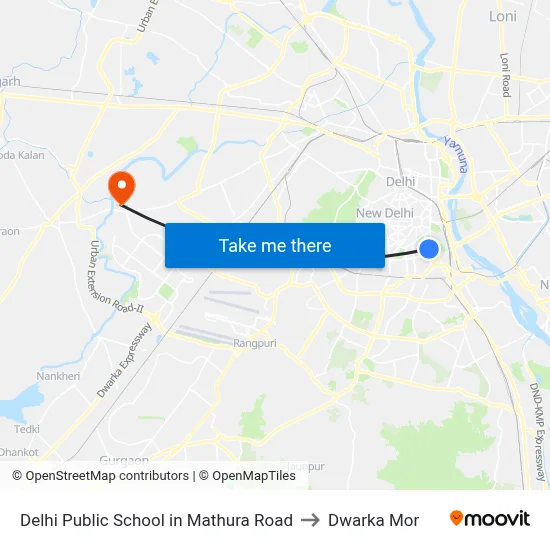Delhi Public School in Mathura Road, Dr. Zakir Hussain Marg, Delhi Golf Club, Golf Links, New Delhi to Dwarka Mor map