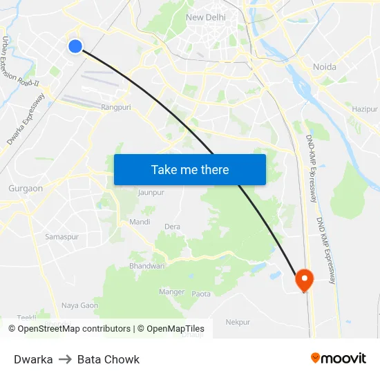Dwarka to Bata Chowk map