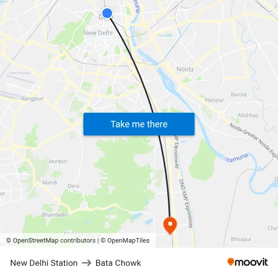 नई दिल्ली स्टेशन to बाटा चौक map