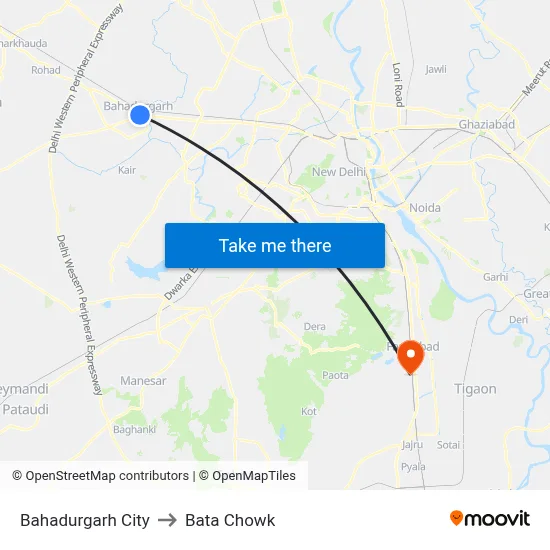 बहादुरगढ़ सिटी to बाटा चौक map