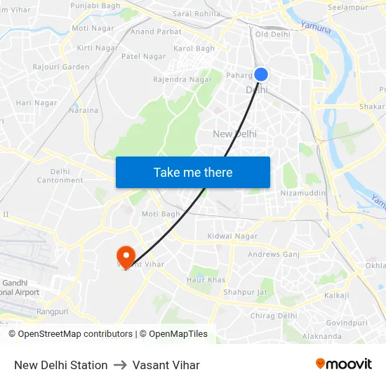 New Delhi Station to Vasant Vihar map