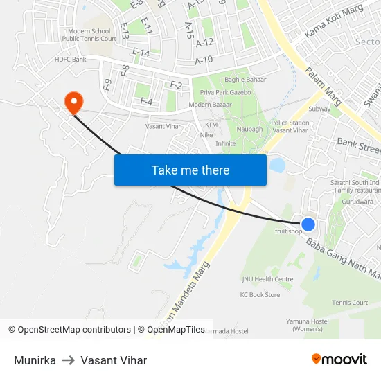 Munirka to Vasant Vihar map