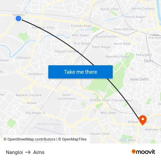 Nangloi to Aims map