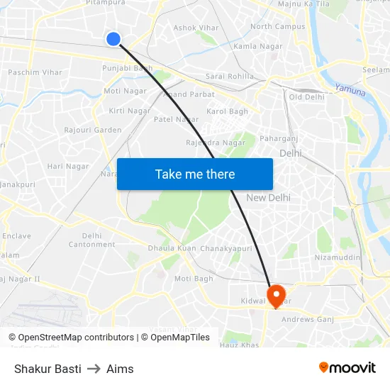 Shakur Basti to Aims map