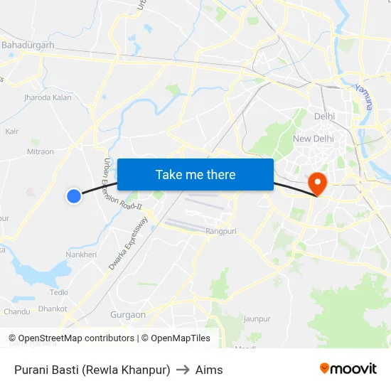 Purani Basti (Rewla Khanpur) to Aims map