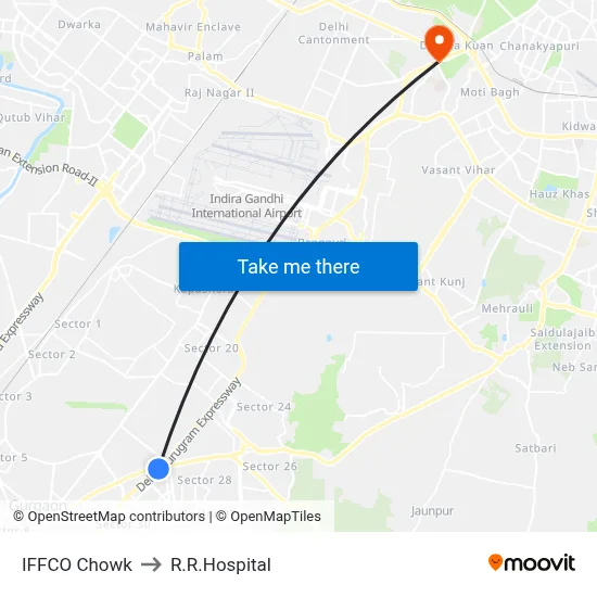 IFFCO Chowk to R.R.Hospital map