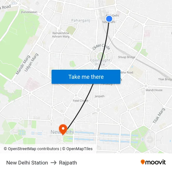 New Delhi Station to Rajpath map
