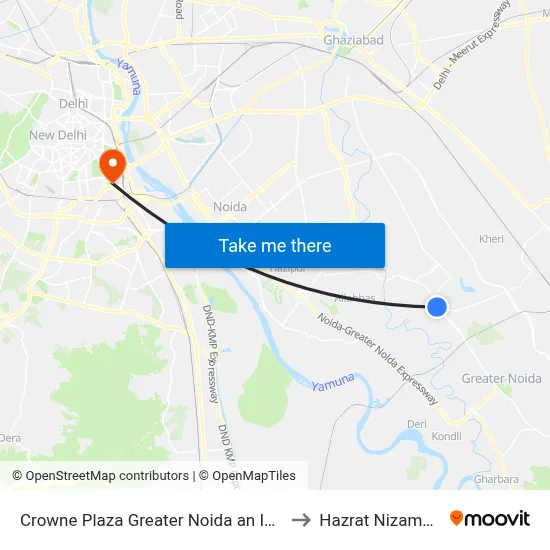 Crowne Plaza Greater Noida an IHG Hotel to Hazrat Nizamuddin map