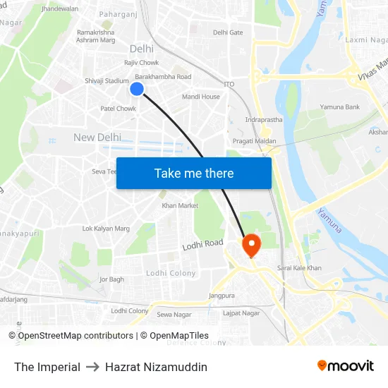 The Imperial to Hazrat Nizamuddin map