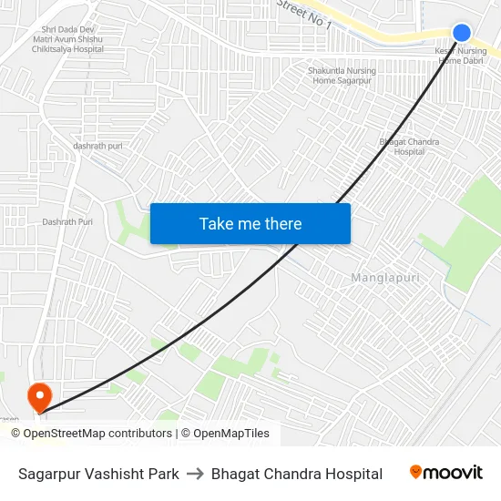 Sagarpur Vashisht Park to Bhagat Chandra Hospital map