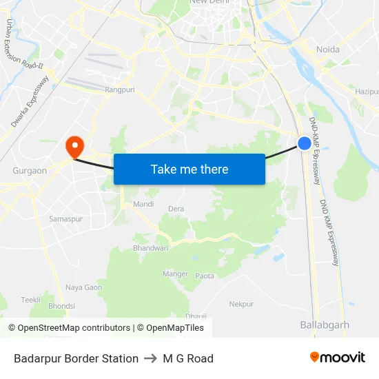 Badarpur Border Station to M G Road map